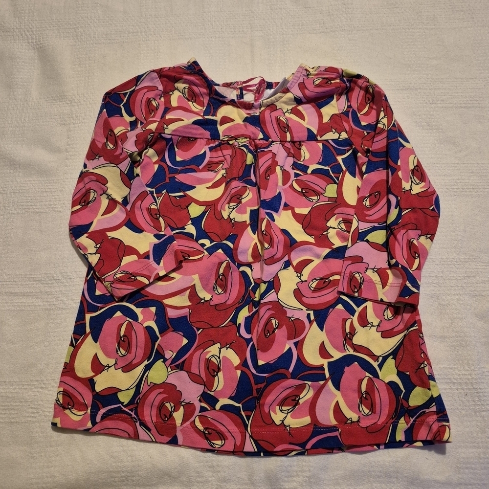 Hanna Andersson girls size 90 or 3T big flower tunic length dress ribbon tie